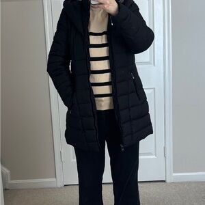 Black Puffer Knee Length Coat Size L